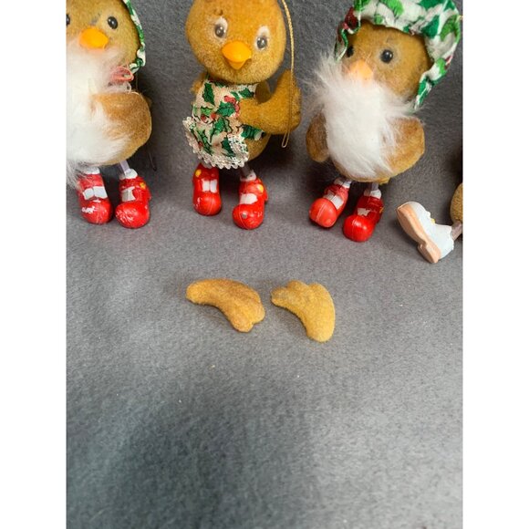 Vintage Morgan Inc. Fuzzy Christmas Bird Ornaments Set Of 4 with Red Boots - Picture 7 of 12
